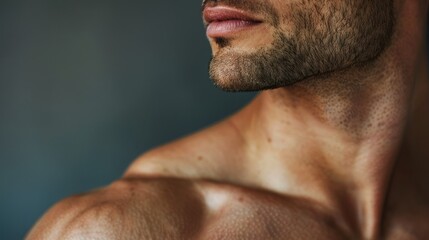 Obraz premium Close-up Portrait of a Man's Face and Shoulder