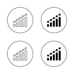 Increase bar chart icon on circle line. Statistic sign symbol