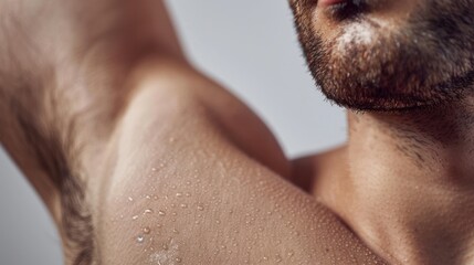 Fototapeta premium Close-up of a Man's Sweaty Arm