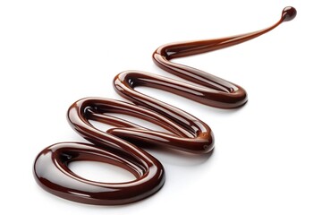 Naklejka premium Silhouette of dark chocolate swirl sauce isolated on white background