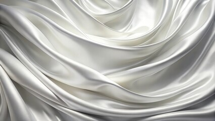 Obraz premium Soft white satin fabric background with elegant waves and fluttering cloth in low angle
