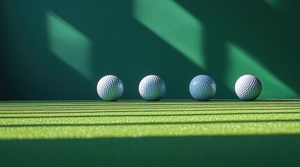 A golf-themed business card or sign featuring three balls and a black tee on a green backdrop.