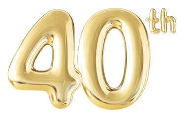 40th Year Anniversary Gold Number 3D