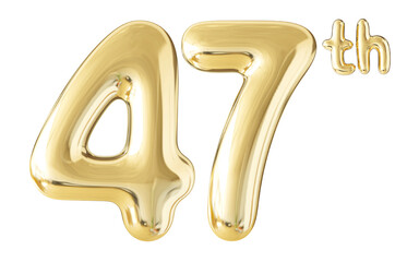 47th Year Anniversary Gold Number 3D