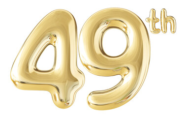 49th Year Anniversary Gold Number 3D