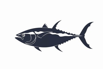 Obraz premium Serene silhouette of a tuna swimming gracefully in peaceful waters