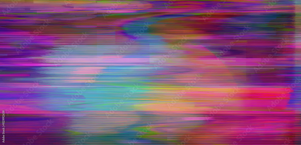 Leinwandbilder Digital glitch or a distorted video signal, with sharp angles and jagged lines. Abstract composition that evokes a sense of visual chaos. 