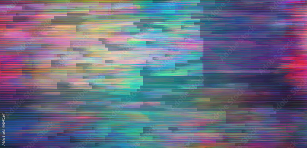 Leinwandbilder Digital glitch or a distorted video signal, with sharp angles and jagged lines. Abstract composition that evokes a sense of visual chaos. 