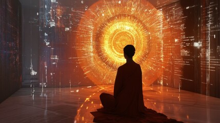 A digital interface where the intersection of religion, philosophy, and art is explored through interactive content,