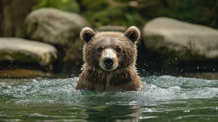 Obraz premium Grizzly Bear in Water