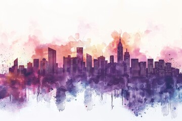 Obraz premium Urban elegance: a silhouette of a city's skyline against the sky