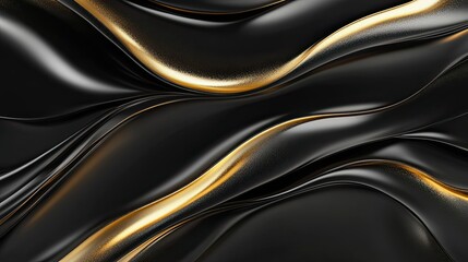 Fototapeta premium Abstract Wavy Black and Gold Surface with Glitter Detail
