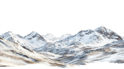 Obraz premium Snow-covered mountain peaks under a clear sky in a remote winter landscape