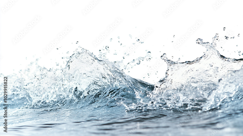 Poster dynamic splashes of water creating waves against a light backdrop during daytime exploration