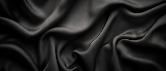 Obraz premium Elegant black luxury fabric background with ample copy space for sophisticated design projects