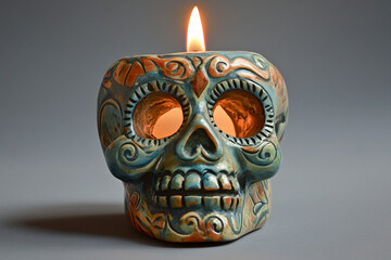 Skull Candle Holder,  Day of the Dead, helloween.