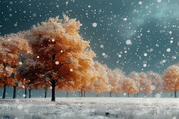A group of trees that are standing in the snow