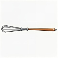 Vintage-style whisk with wooden handle and metal wires