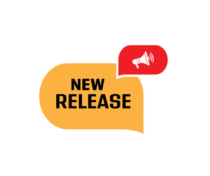 new release sign on white background