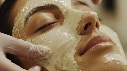Woman Receiving a Facial Treatment