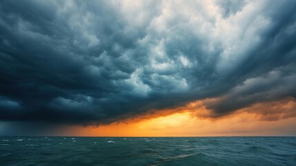 Fototapeta premium Dramatic Storm Clouds Over Ocean at Sunset