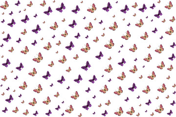 Vector butterfly seamless repeat pattern design background. Random colorful butterfly silhouette, cute girly pastel pattern.