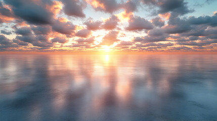 Sea Sunset With Colorful Sky 3D Illustration