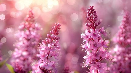 Obraz premium Pink Flower Bouquet with Bokeh Background - Illustration