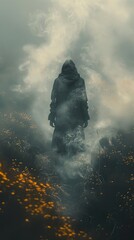 Mysterious Figure in Fog: A Surreal Dream