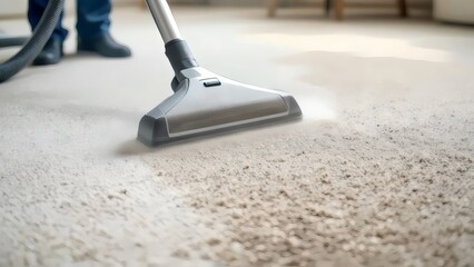 Steam Cleaner Cleaning a Light Grey Carpet