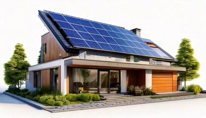 Fototapeta premium modern house with solar panels transparent background
