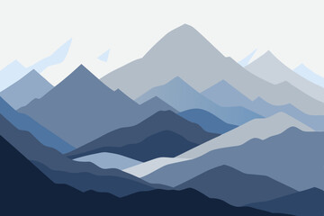 Naklejka premium Minimalist Abstract Mountain Landscape with Soft Gradients on White Background