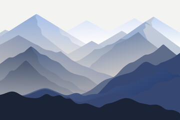 Naklejka premium Minimalist Abstract Mountain Landscape with Soft Gradients on White Background