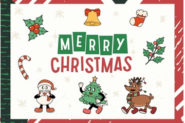 set of christmas elements cartoon 