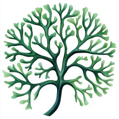 Fototapeta premium Green Watercolor Tree Illustration Isolated on White Background