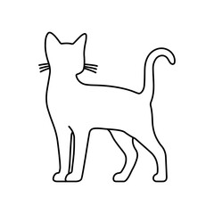 Standing cat line vector icon