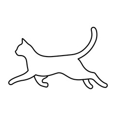 Running cat line vector icon