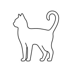Standing cat line vector icon