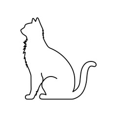 Sitting cat line vector icon