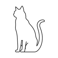 Sitting cat line vector icon