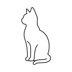 Sitting cat line vector icon