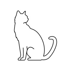 Sitting cat line vector icon