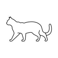 Walking cat line vector icon