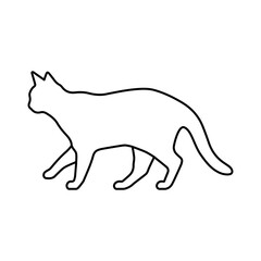 Walking cat line vector icon