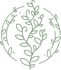 Decorative Flowers and Leaves Line Art