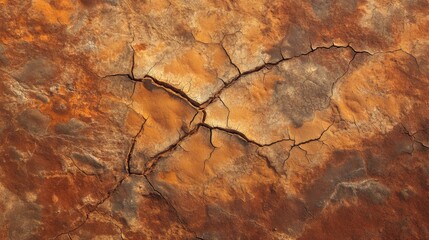 Fototapeta premium 2410_041.aerial view of parched earth, intricate network of cracks, deep fissures in red-brown soil, arid landscape texture, barren terrain, drought-stricken ground, high-resolution detail, natural