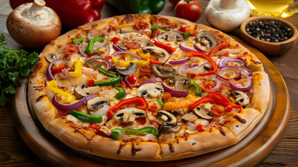 World Vegan Day, Delicious vegan pizza topped with mushroo