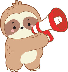 Cute sloth vector icon. Funny baby sloth animal series stock illustration. Slow life of fluffy sloth designs.