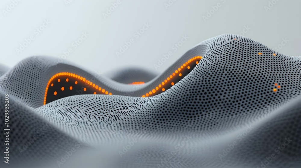 Poster mesmerizing dynamic mesh pattern with glowing edges simulating fluid motion