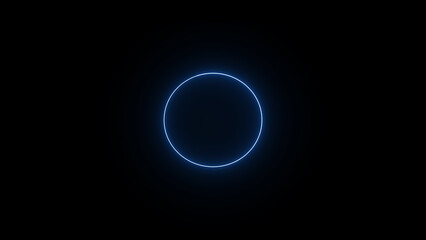 Abstract neon circle frame loading icon on black background. Glowing neon circle animation. Empty space ,ring ,round frame and rotation circle smooth neon glowing loop animation .